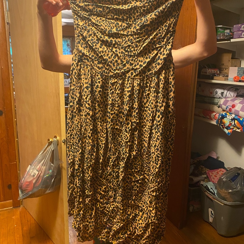 Universal Thread Strapless Leopard Print Dress - image 1